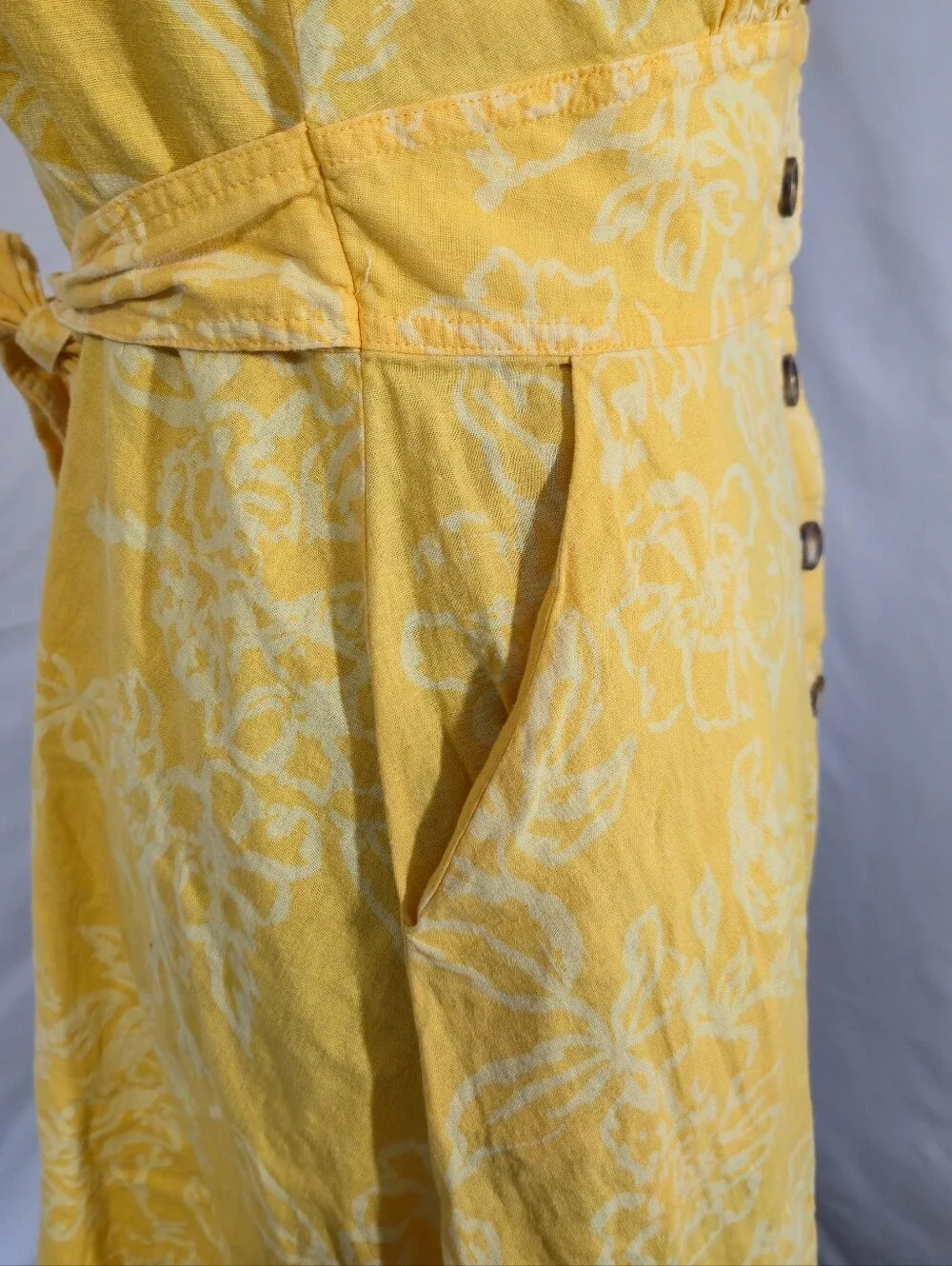 Free People Yellow Floral Button-Front Mini Dress - Picture 8 of 10